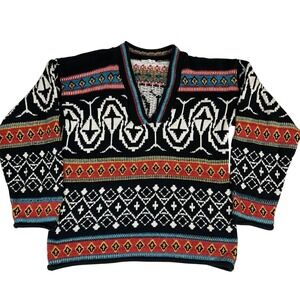 Sweater Loft Vintage Knit Sweater 80s 90s‎ Geometric Holiday Size XL